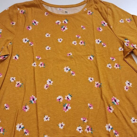 Girls Plus Floral Flower Mustard Long Sleeve Shirt Size 20 Plus New without Tags - Picture 2 of 3